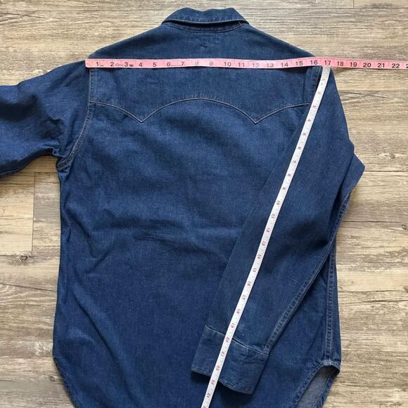 Vintage 70s Ralph Lauren Western Wear Denim Bib Button Shirt Size 12 RARE! - Picture 9 of 9